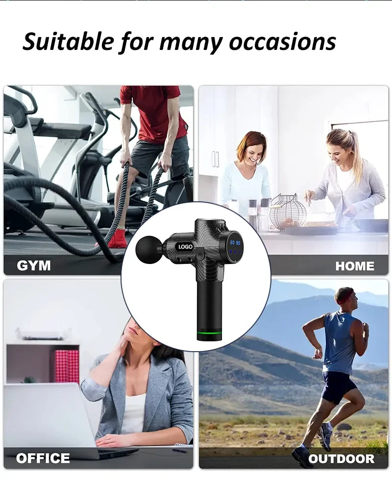 LJ Factory Adjustable Powerful Vibration Deep Tissue Percussion Relax Muscle Booster Massage Gun Custom logo and Private Label