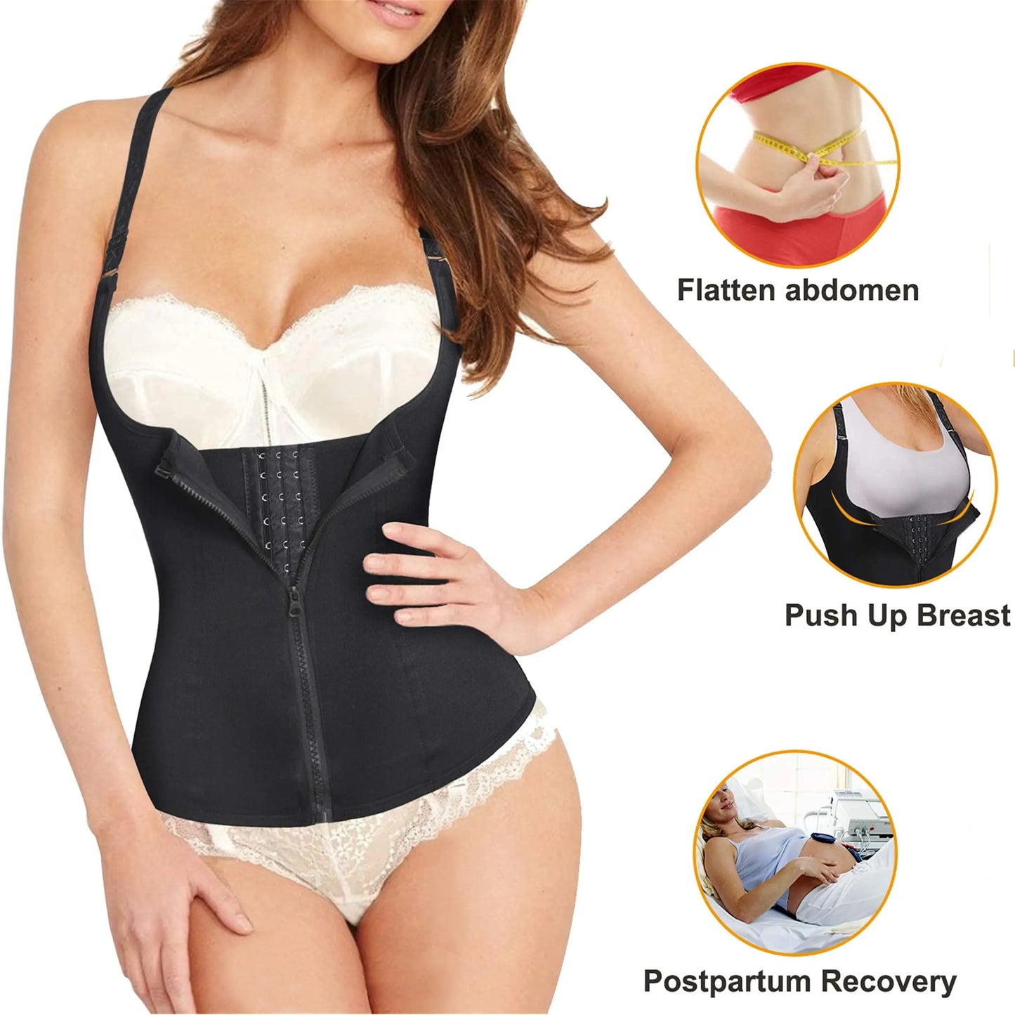 Corset de sport à fermeture éclair pour femmes, ceinture de contrôle du ventre, modelage du corps, Cincher, débardeur d'entraînement, perte de poids, Slim