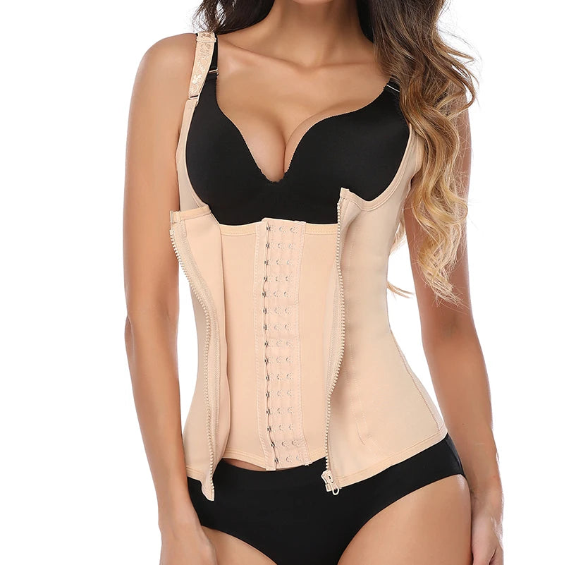 Corset de sport à fermeture éclair pour femmes, ceinture de contrôle du ventre, modelage du corps, Cincher, débardeur d'entraînement, perte de poids, Slim