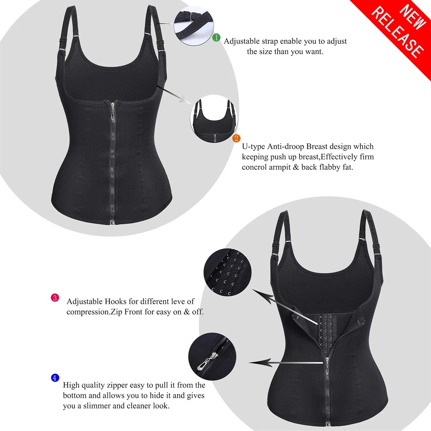 Corset de sport à fermeture éclair pour femmes, ceinture de contrôle du ventre, modelage du corps, Cincher, débardeur d'entraînement, perte de poids, Slim