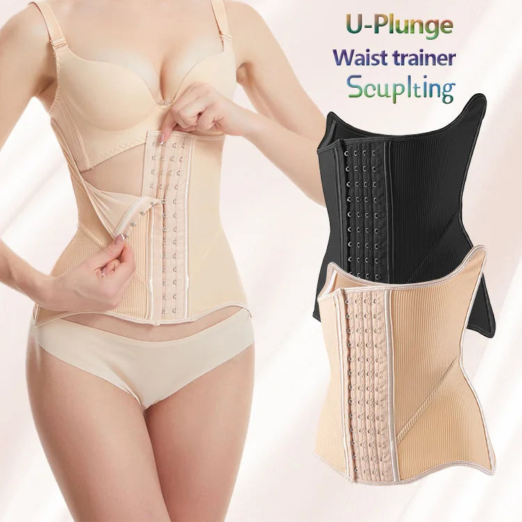 High-End Firm Abdominal Belt 10 Steel Bones Postpartum Body Shaping 4 Rows 13 Buckles Hourglass Type Breast Support Beauty Strip
