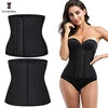 Ann Chery 3-Hook Waist Trainer 9 Steel Boned Corset Ruffles Decoration Firm Control Smooth Latex Girdle for Teenagers Plus Size