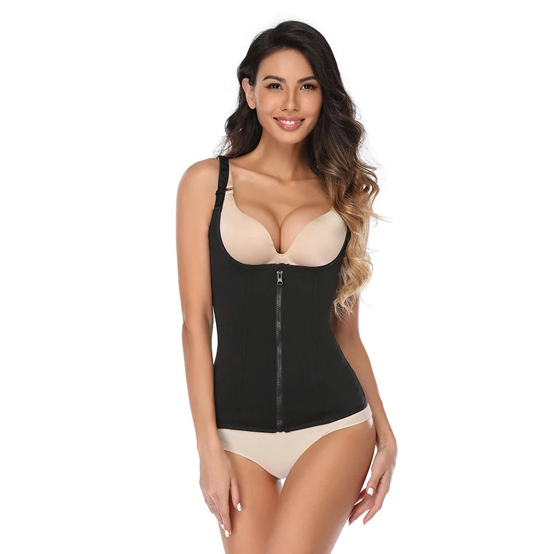 Women Waist Trainer Body Shaper Slimming double closure Waist Cincher Corset Tank Top Push Up Vest Tummy Belly Girdle Modeling