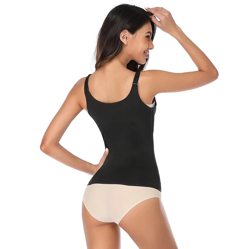 Women Waist Trainer Body Shaper Slimming double closure Waist Cincher Corset Tank Top Push Up Vest Tummy Belly Girdle Modeling
