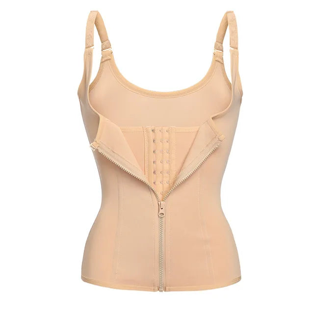 Women Waist Trainer Body Shaper Slimming double closure Waist Cincher Corset Tank Top Push Up Vest Tummy Belly Girdle Modeling