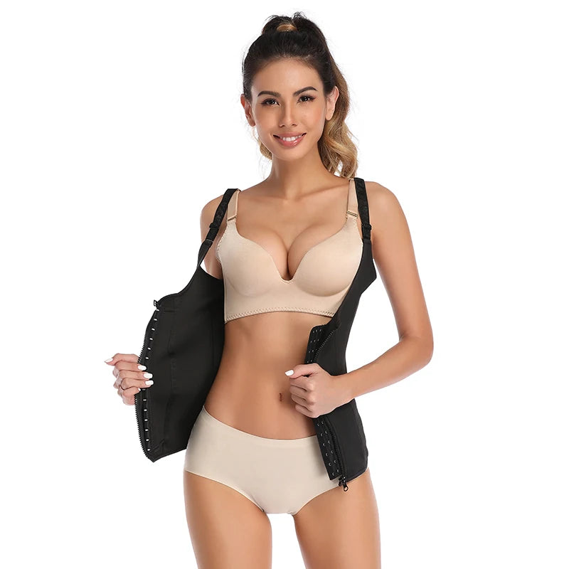 Women Waist Trainer Body Shaper Slimming double closure Waist Cincher Corset Tank Top Push Up Vest Tummy Belly Girdle Modeling