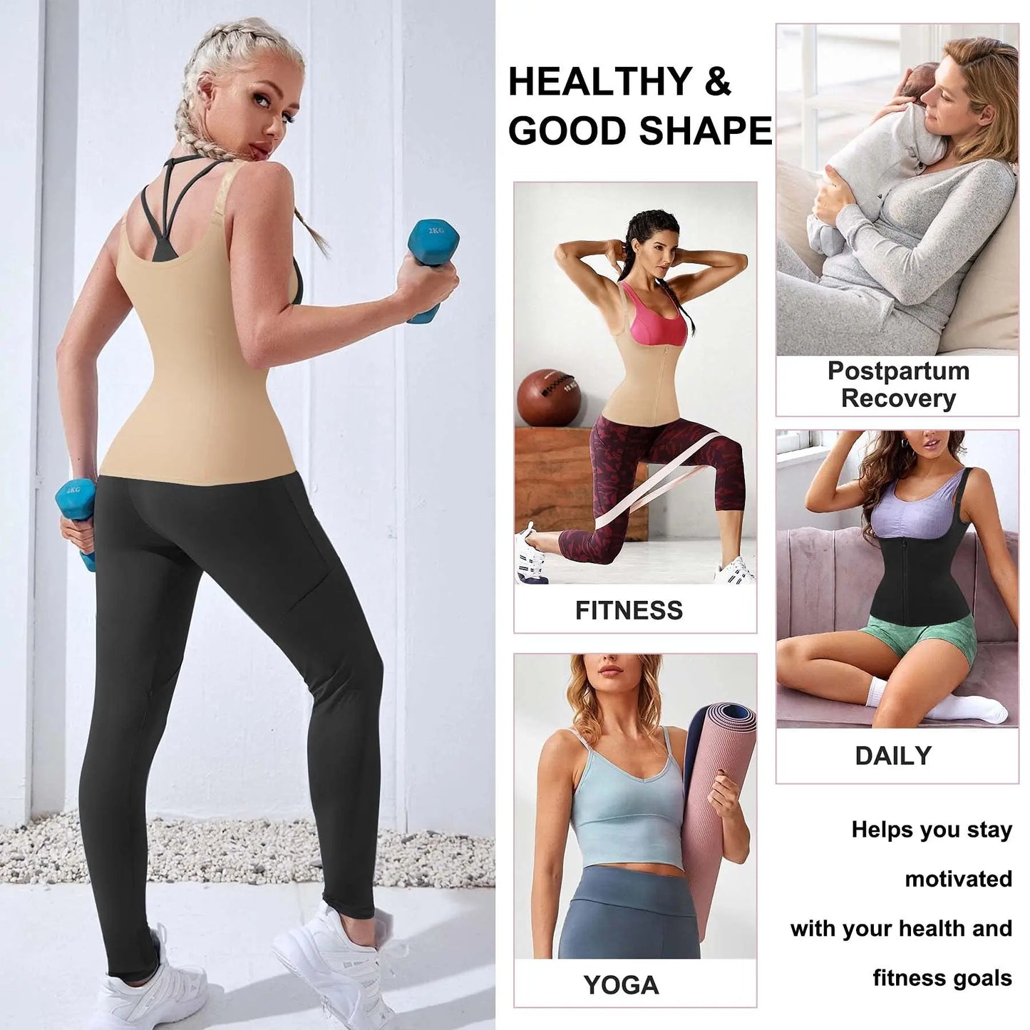 Corsets for Women Waist Trainer Zipper Vest Sports Girdle Tummy Control Body Shaper Cincher Workout Tank Top Loss Weigth Slim
