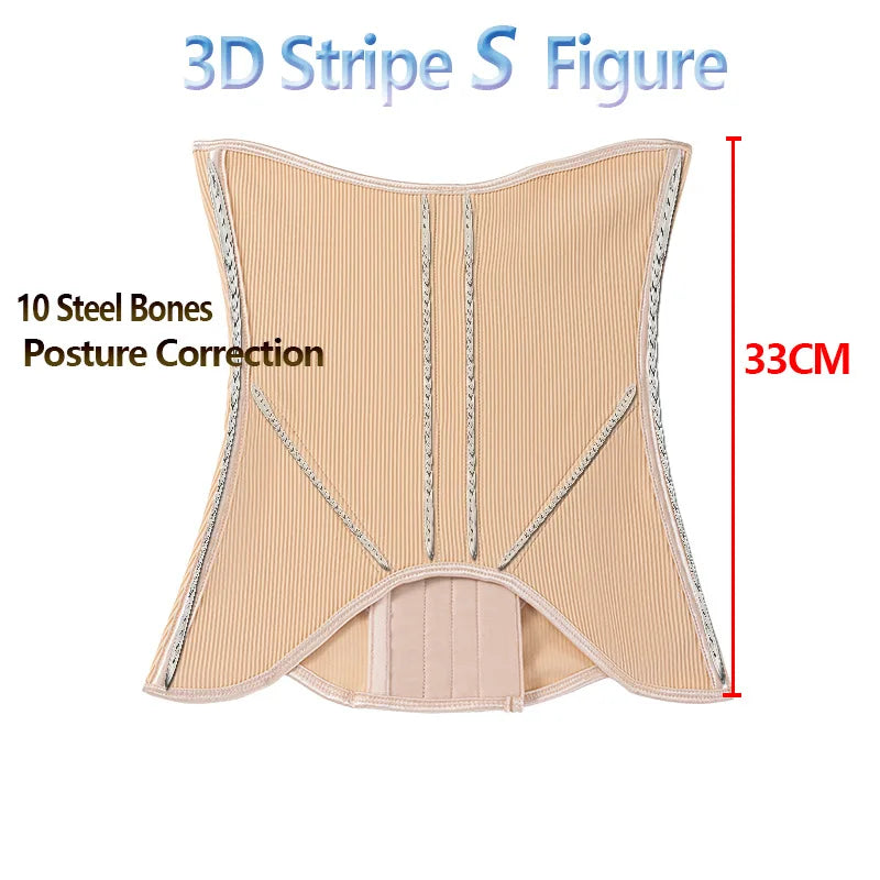 High-End Firm Abdominal Belt 10 Steel Bones Postpartum Body Shaping 4 Rows 13 Buckles Hourglass Type Breast Support Beauty Strip