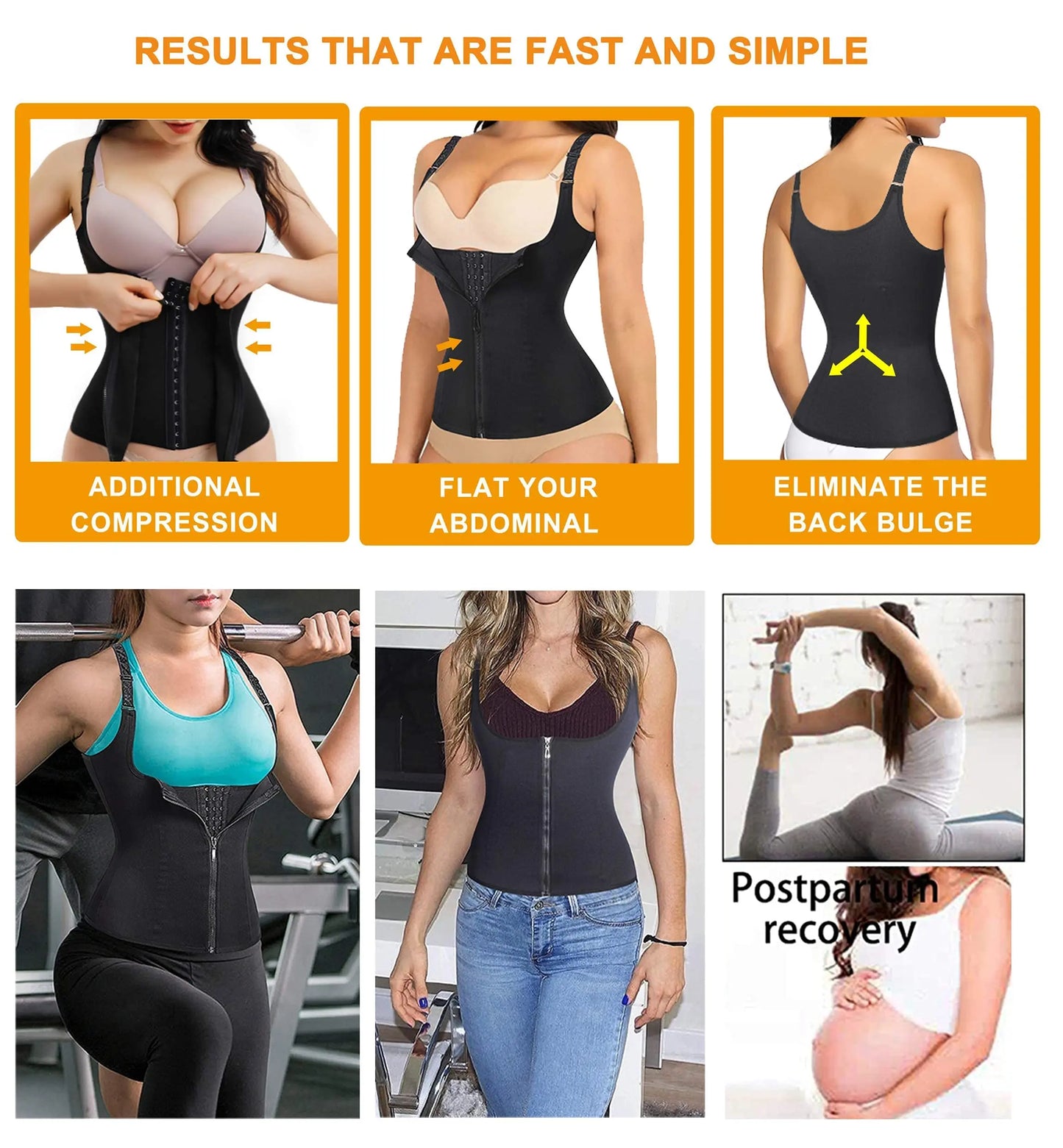 Corset de sport à fermeture éclair pour femmes, ceinture de contrôle du ventre, modelage du corps, Cincher, débardeur d'entraînement, perte de poids, Slim