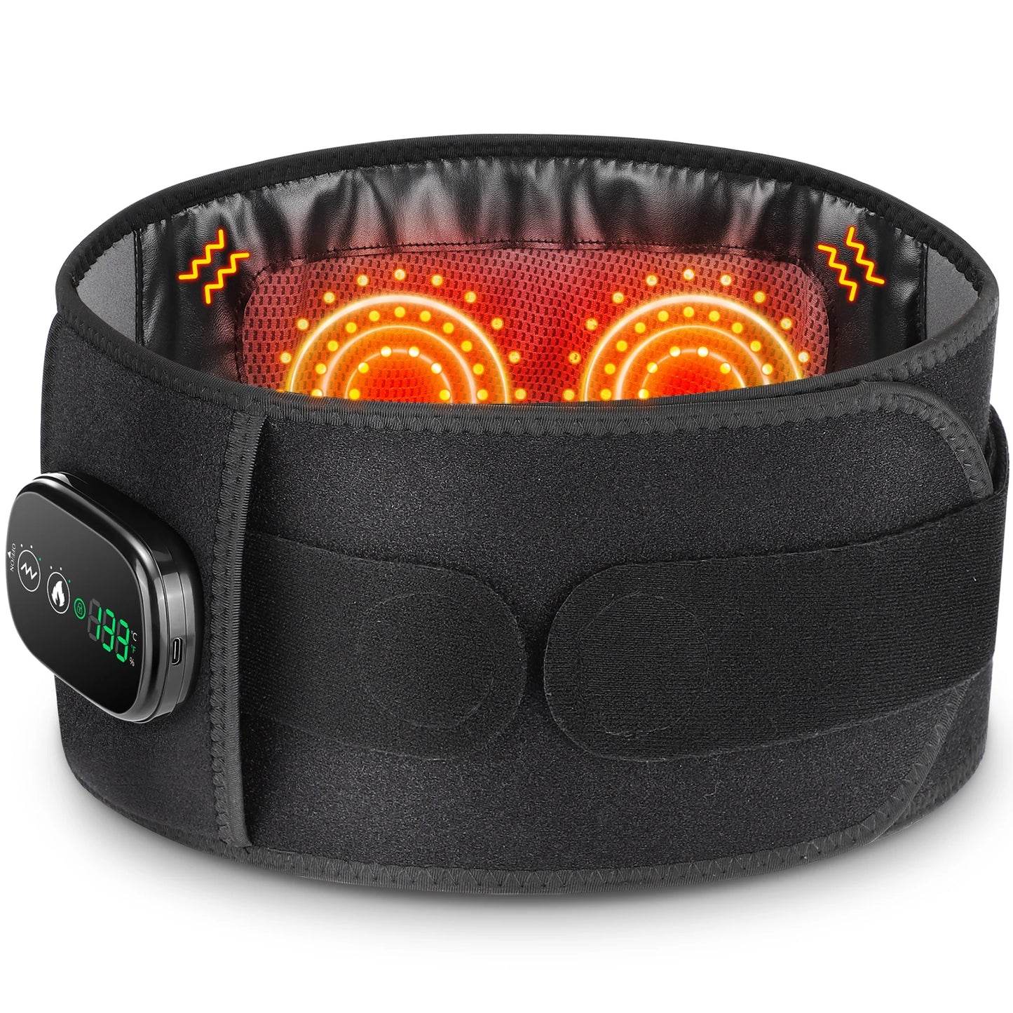 Ohio eur de taille chauffant électrique, nouvelle mise à niveau, ceinture de soutien, vibration, compression chaude, ceinture de renfort, relaxation dorsale, réglage à 3 vitesses