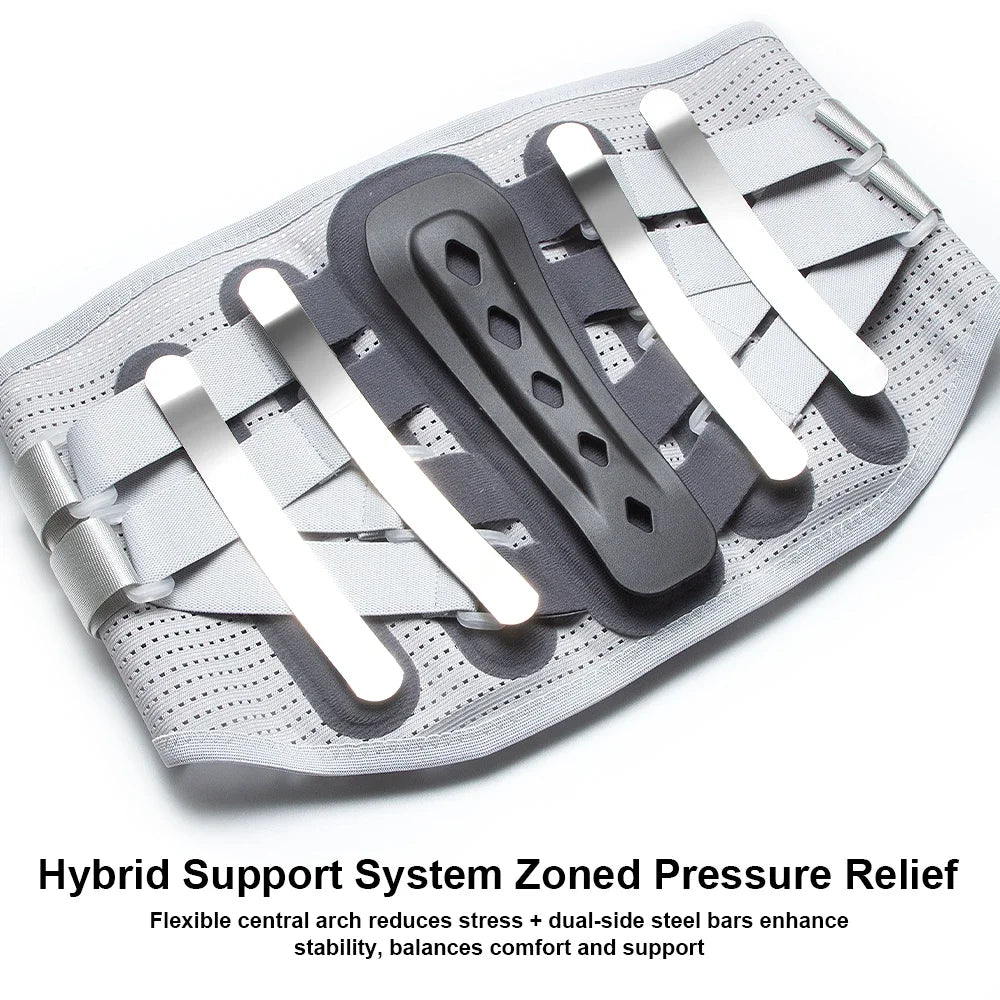 Attelle lombaire pour soulager les douleurs dans le bas du dos – Support réglable à 8 points avec ceinture de soutien lombaire bionique en aluminium