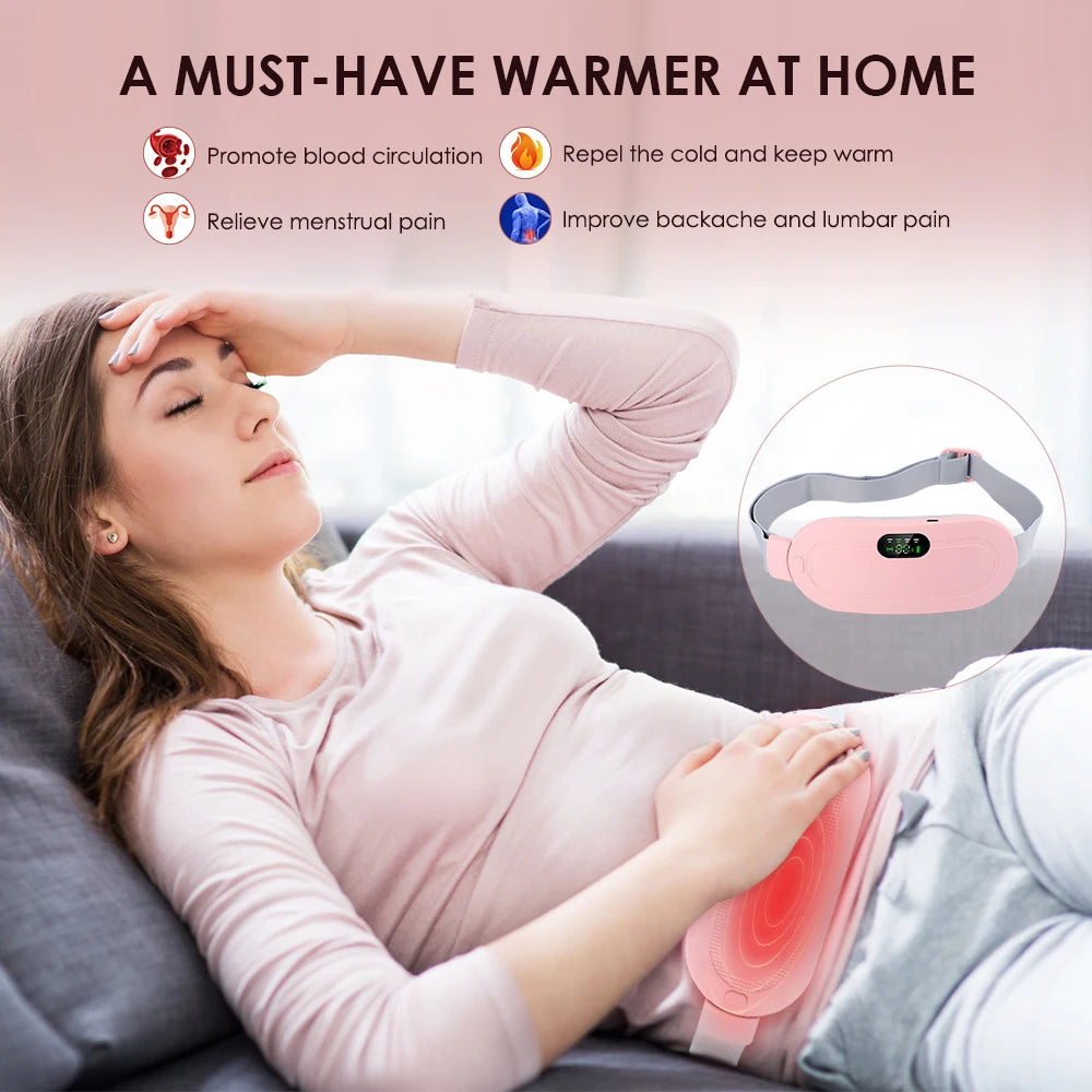 Coussin chauffant électrique masseur de crampes menstruelles ceinture femmes soins de la période dispositif de compression chaude Vibration abdominale ulter ceinture chauffante