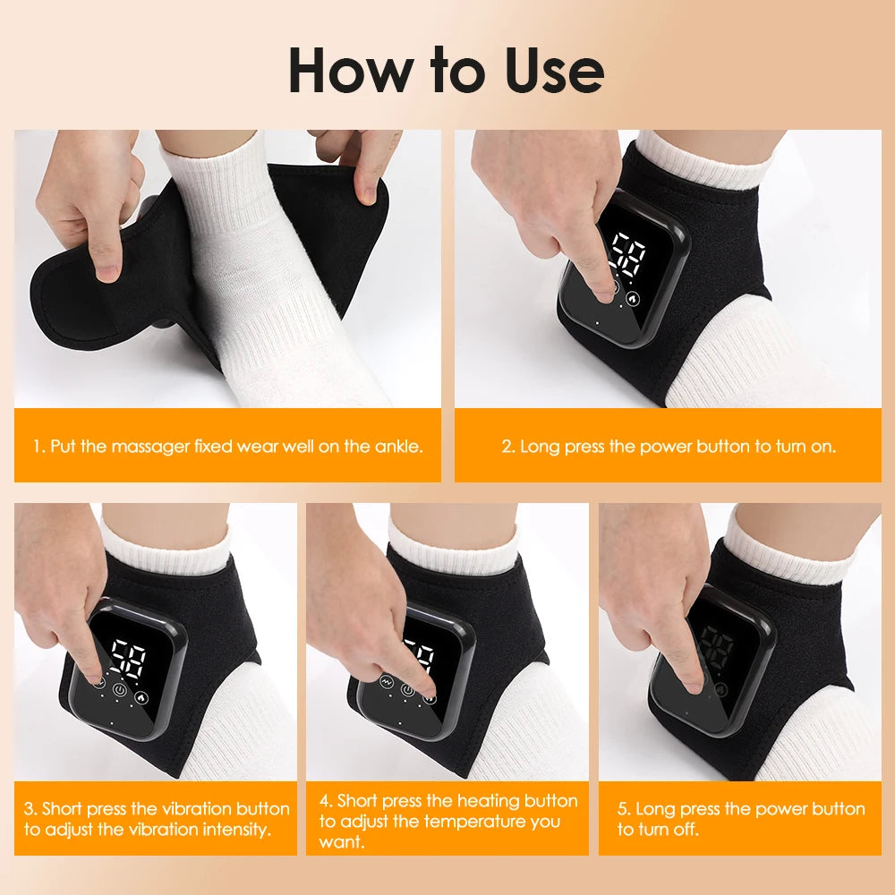 Protecteur de cheville électrique, masseur de cheville et de poignet, attelle de pied, compresse chaude, Vibration, Support de cheville, bande de Protection, Relaxation musculaire