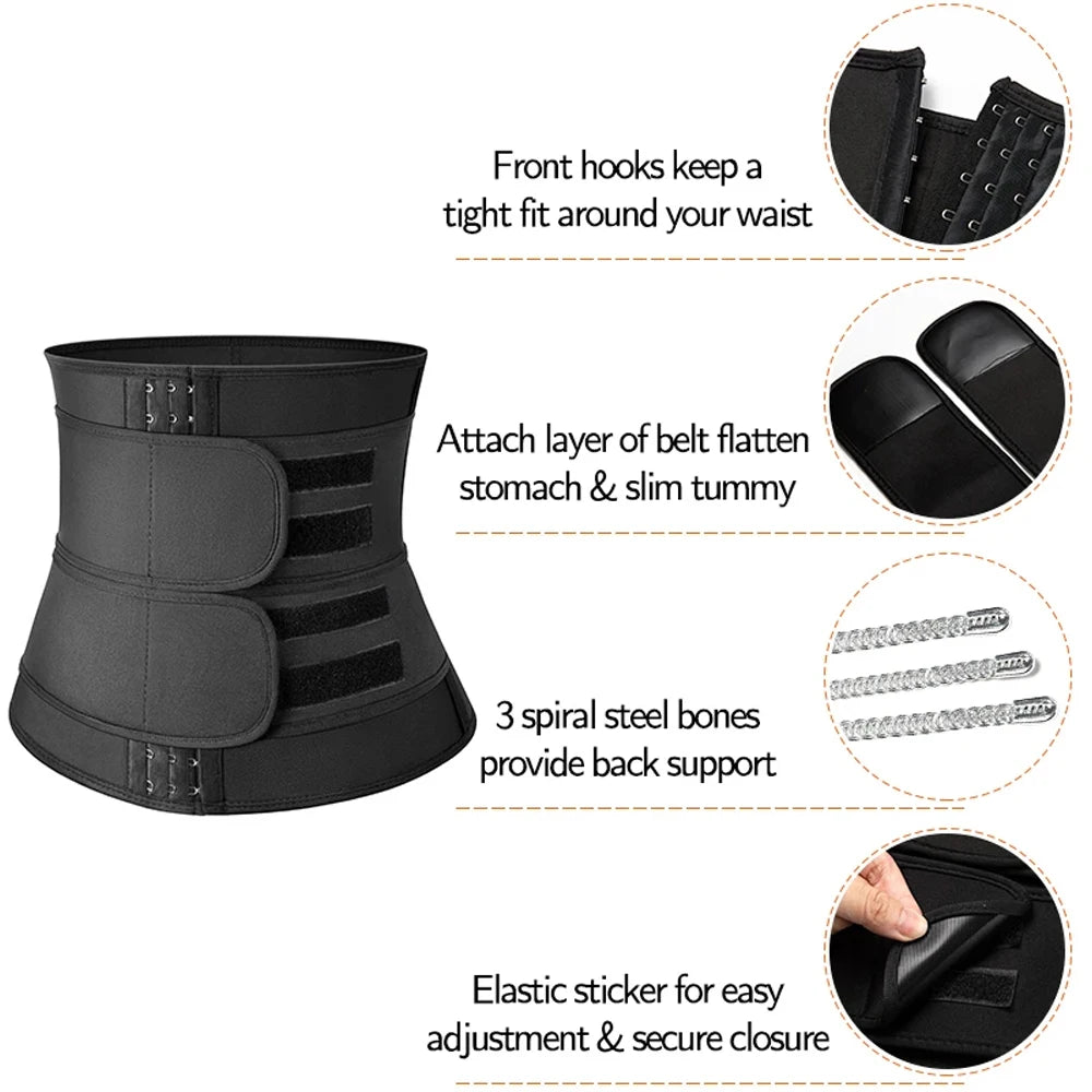 Entraîneur de taille 1 pièce pour hommes et femmes, tondeuse de sueur de Sauna, enveloppement de ventre, bande mince de graisse du ventre, enveloppes d'estomac, Spor