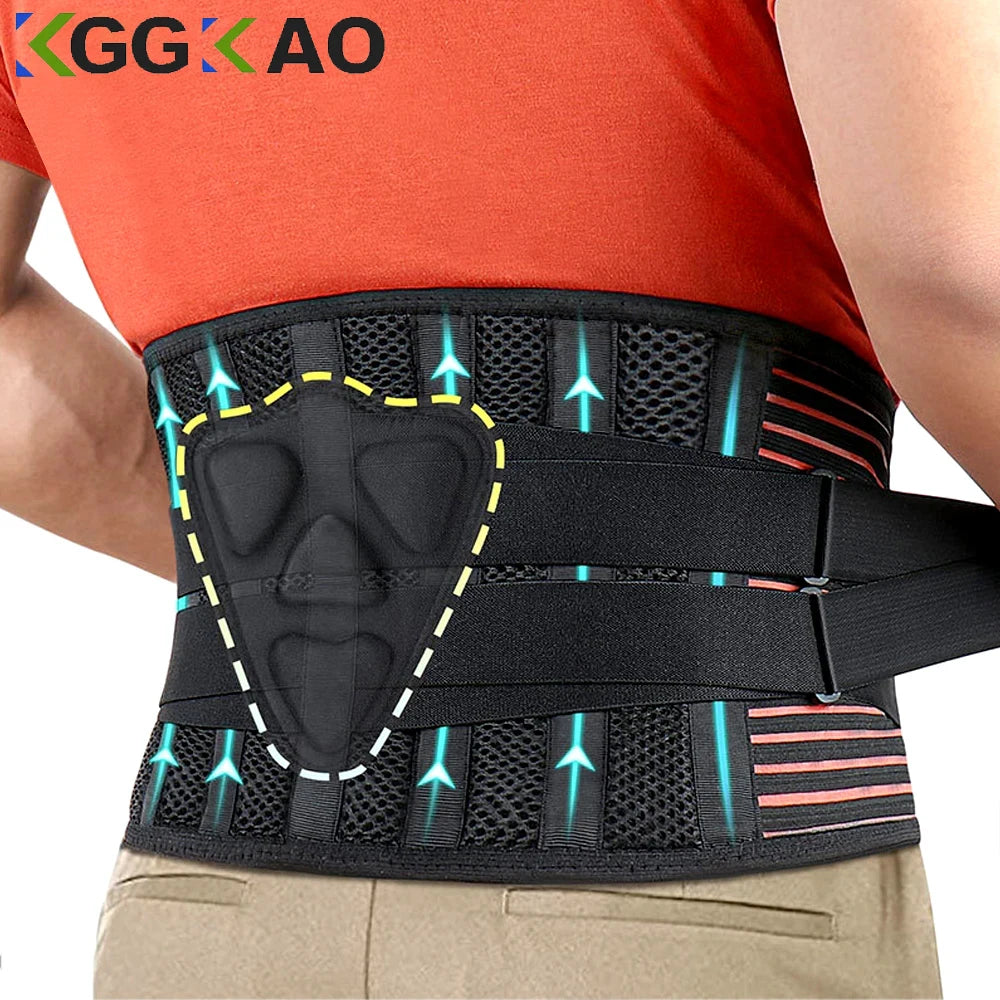 Orthèse du bas du dos avec 6 escaliers, soutien lombaire orthopédique antidérapant, coussin respirant, ceinture de soutien de la taille, 4 roues motrices, gymnastique, instituts photo