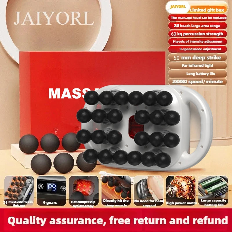 JAIYORL 24 têtes de Massage pistolet de Massage tissus profonds muscles qualité professionnelle haute qualité sans fil fréquence Vibration Masajeador