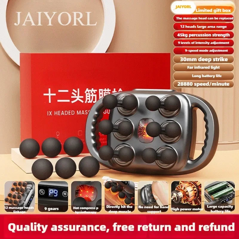 JAIYORL 24 têtes de Massage pistolet de Massage tissus profonds muscles qualité professionnelle haute qualité sans fil fréquence Vibration Masajeador