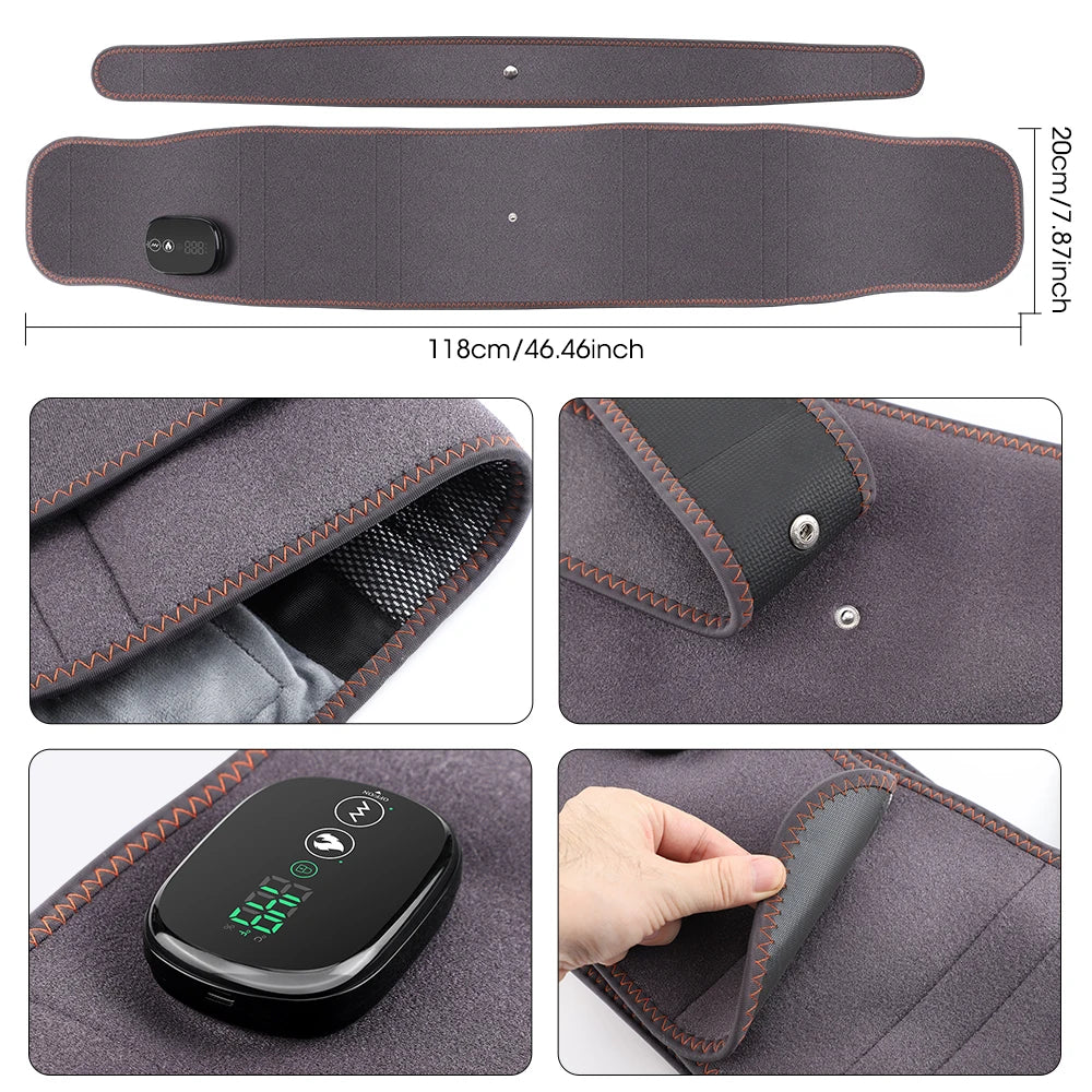 Ohio eur de taille chauffant électrique, nouvelle mise à niveau, ceinture de soutien, vibration, compression chaude, ceinture de renfort, relaxation dorsale, réglage à 3 vitesses