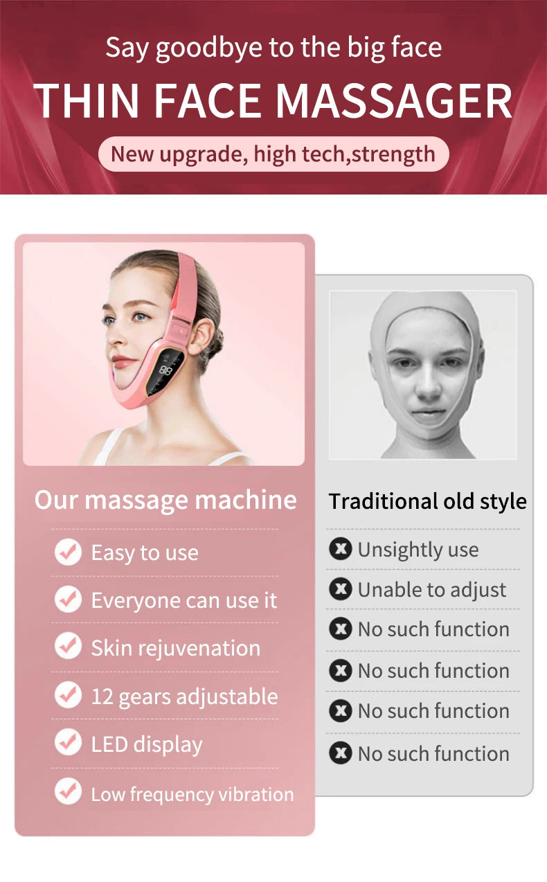 Masseur de Lifting du visage 12 vitesses masseur Facial électrique ligne V Lifting du visage minceur dispositif de Vibration outil de beauté à usage domestique