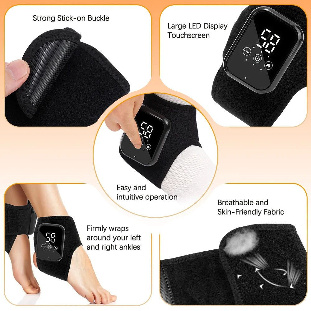 Protecteur de cheville électrique, masseur de cheville et de poignet, attelle de pied, compresse chaude, Vibration, Support de cheville, bande de Protection, Relaxation musculaire