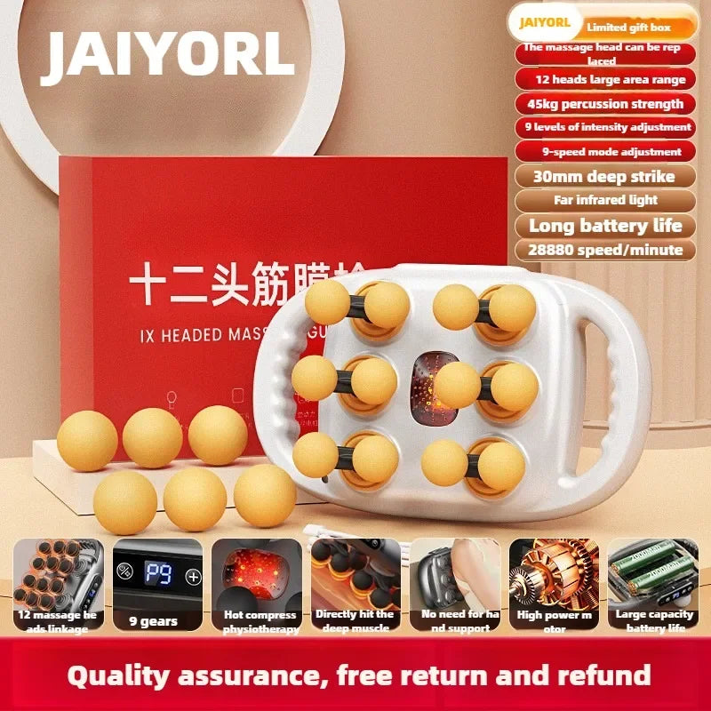 JAIYORL 24 têtes de Massage pistolet de Massage tissus profonds muscles qualité professionnelle haute qualité sans fil fréquence Vibration Masajeador