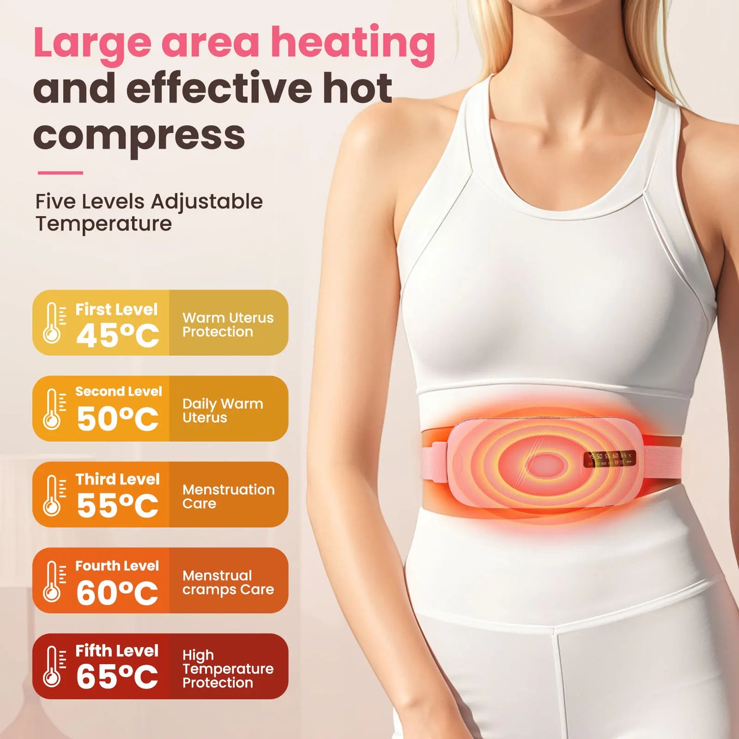 Coussin chauffant électrique masseur de crampes menstruelles ceinture femmes soins de la période dispositif de compression chaude Vibration abdominale ulter ceinture chauffante