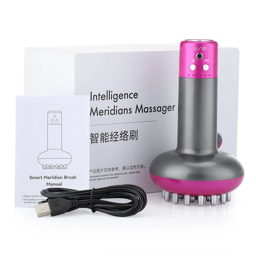 Brosse méridienne de Massage électrique, Anti-Cellulite, masseur corporel Guasha, lumière rouge, Vibration à microcourant, Machine de Drainage lymphatique