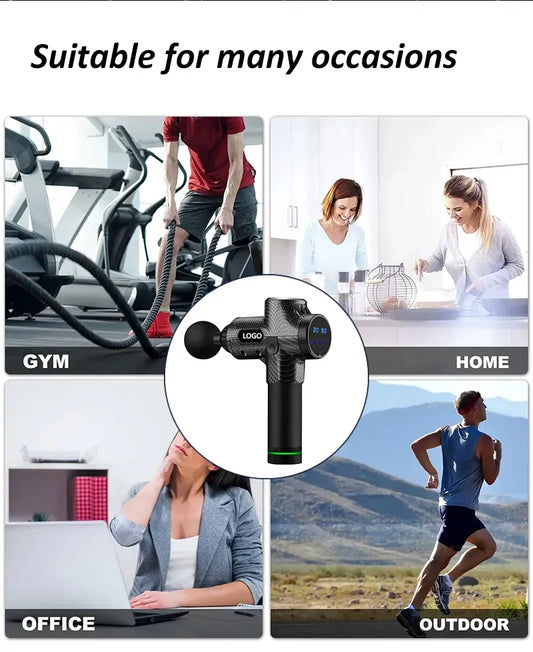LJ Factory Adjustable Powerful Vibration Deep Tissue Percussion Relax Muscle Booster Massage Gun Custom logo and Private Label