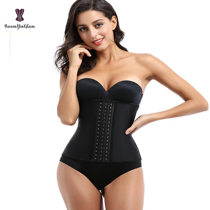 Black Champagne Rose Adjustable Waist Trainer Shapers Colombian Girdles 100% Latex Trainer Corset 9 Steel Bones for Weight Loss