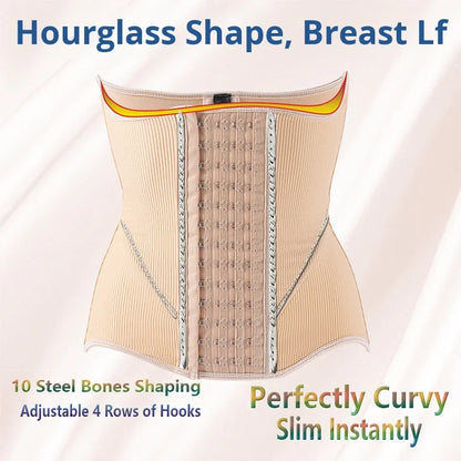 High-End Firm Abdominal Belt 10 Steel Bones Postpartum Body Shaping 4 Rows 13 Buckles Hourglass Type Breast Support Beauty Strip