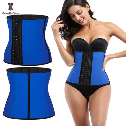 Ann Chery 3-Hook Waist Trainer 9 Steel Boned Corset Ruffles Decoration Firm Control Smooth Latex Girdle for Teenagers Plus Size