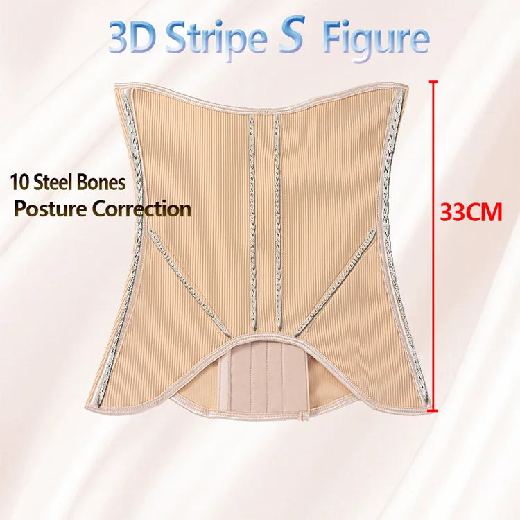 High-End Firm Abdominal Belt 10 Steel Bones Postpartum Body Shaping 4 Rows 13 Buckles Hourglass Type Breast Support Beauty Strip