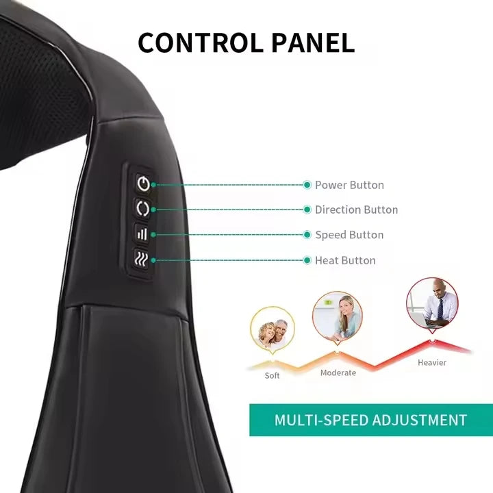 100% Original Deep Tissue Kneading Shiatsu Massage Neck & Shoulder Massager with Electric Adjustable Heat Muscle Pain Relief