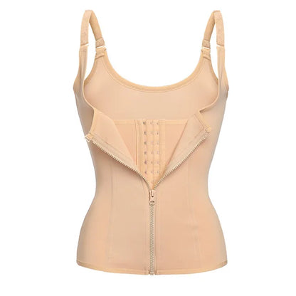 Women Waist Trainer Body Shaper Slimming double closure Waist Cincher Corset Tank Top Push Up Vest Tummy Belly Girdle Modeling
