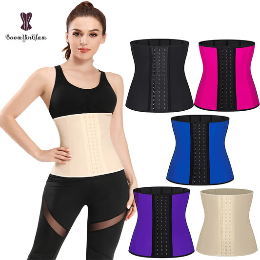 Black Champagne Rose Adjustable Waist Trainer Shapers Colombian Girdles 100% Latex Trainer Corset 9 Steel Bones for Weight Loss