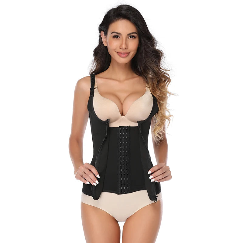 Women Waist Trainer Body Shaper Slimming double closure Waist Cincher Corset Tank Top Push Up Vest Tummy Belly Girdle Modeling