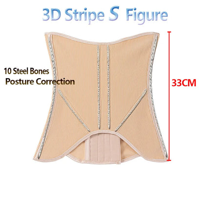 High-End Firm Abdominal Belt 10 Steel Bones Postpartum Body Shaping 4 Rows 13 Buckles Hourglass Type Breast Support Beauty Strip