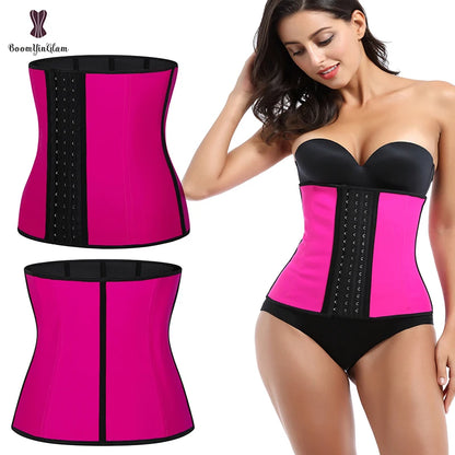 Ann Chery 3-Hook Waist Trainer 9 Steel Boned Corset Ruffles Decoration Firm Control Smooth Latex Girdle for Teenagers Plus Size