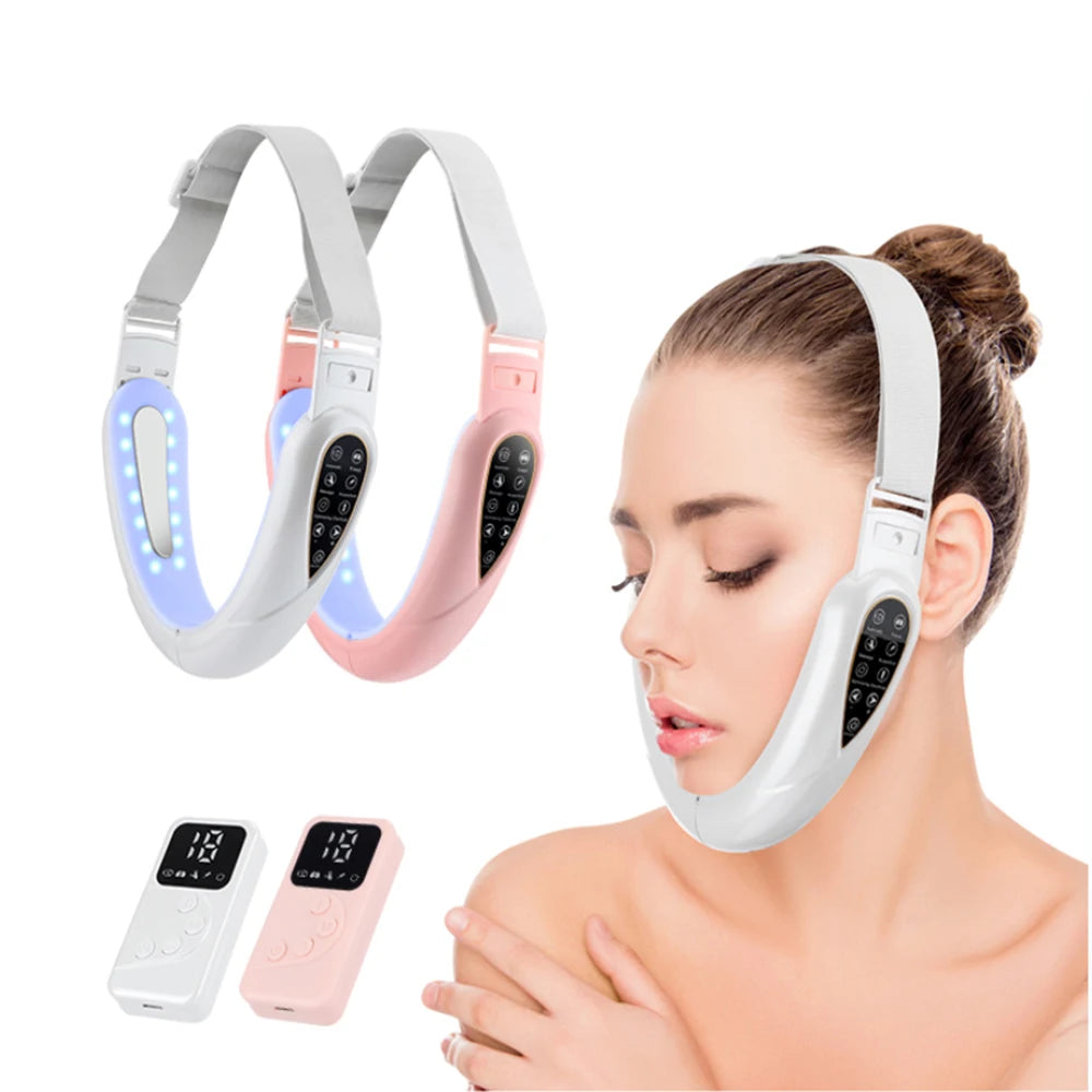 Appareil de levage du visage, thérapie photonique LED, masseur amincissant par vibrations, Double menton en V, Machine à ceinture de levage des joues en forme de visage