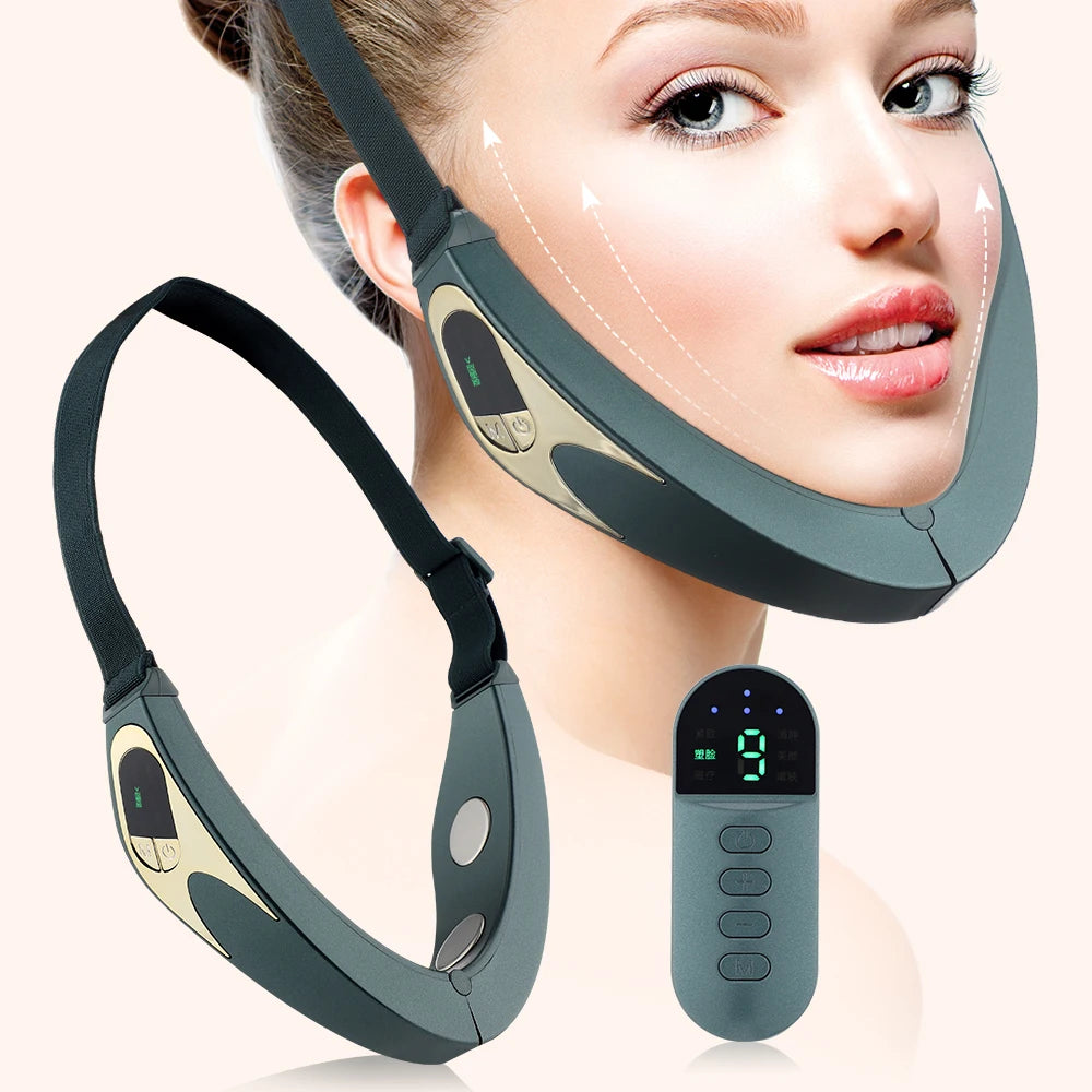 Appareil de levage du visage, masseur vibrant amincissant, chauffage du visage, Double menton, ceinture de levage en forme de V, masseur à compresse chaude pour le visage