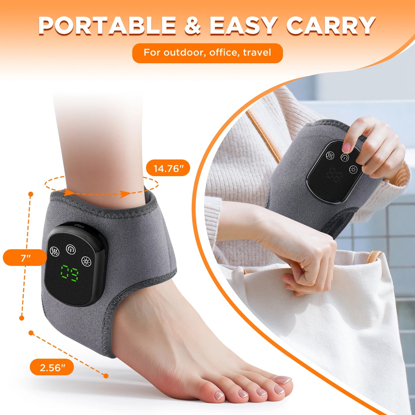 Protecteur de cheville électrique, masseur de cheville et de poignet, attelle de pied, compresse chaude, Vibration, Support de cheville, bande de Protection, Relaxation musculaire