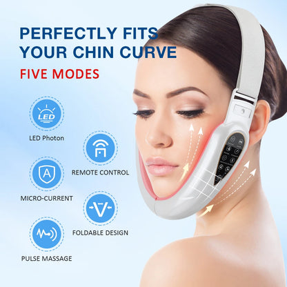 Appareil de vibration de masseur de levage en V pour le visage avec thérapie photonique LED dissolvant de double menton Machine de ceinture de levage de joue en forme de visage en V