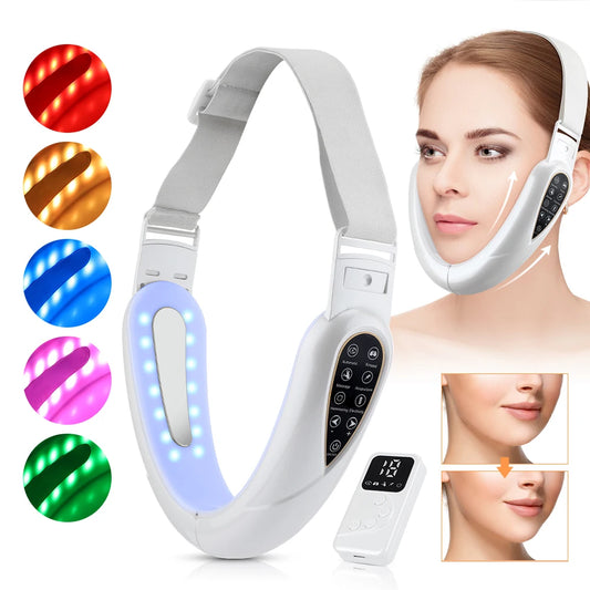 Appareil de vibration de masseur de levage en V pour le visage avec thérapie photonique LED dissolvant de double menton Machine de ceinture de levage de joue en forme de visage en V