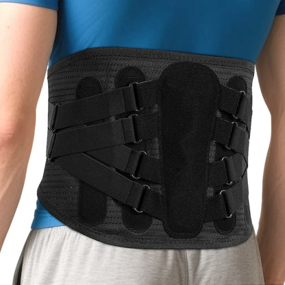 Attelle lombaire pour soulager les douleurs dans le bas du dos – Support réglable à 8 points avec ceinture de soutien lombaire bionique en aluminium