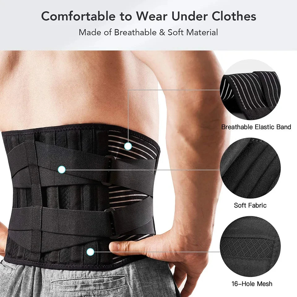 Bretelles arrière ceinture de taille hommes femmes travail soulagement des douleurs dans le bas du dos respirant anti-dérapant colonne vertébrale ceinture de soutien lombaire