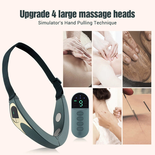 Appareil de levage du visage, masseur vibrant amincissant, chauffage du visage, Double menton, ceinture de levage en forme de V, masseur à compresse chaude pour le visage