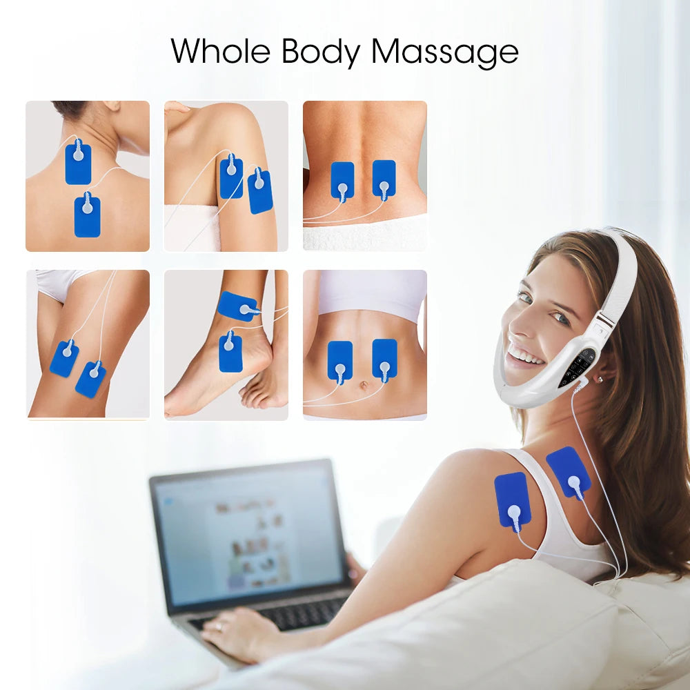 Appareil de levage du visage, thérapie photonique LED, masseur amincissant par vibrations, Double menton en V, Machine à ceinture de levage des joues en forme de visage