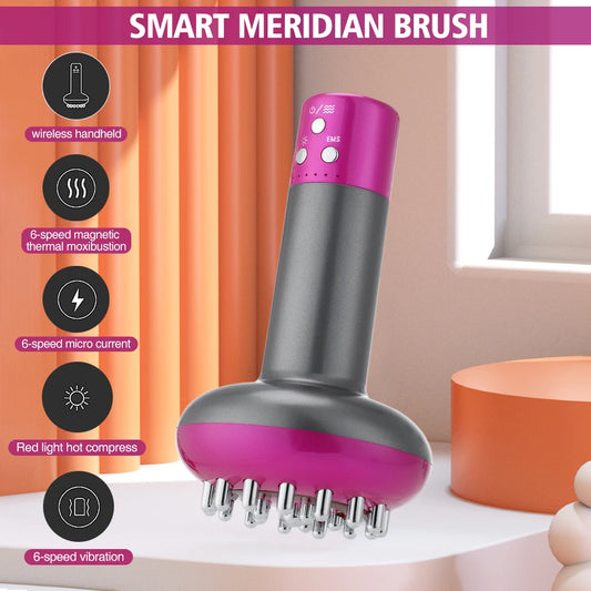 Brosse méridienne de Massage électrique, Anti-Cellulite, masseur corporel Guasha, lumière rouge, Vibration à microcourant, Machine de Drainage lymphatique
