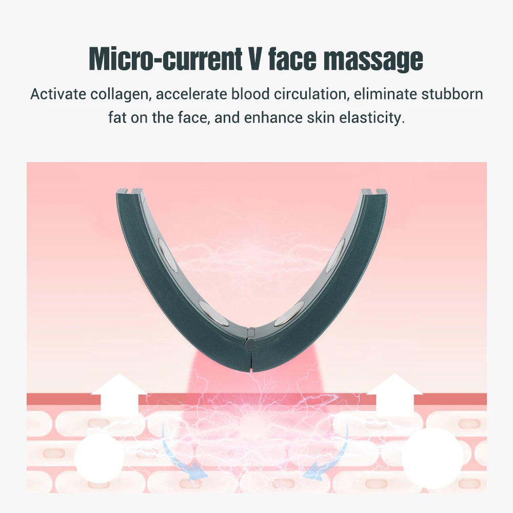Appareil de levage du visage, masseur vibrant amincissant, chauffage du visage, Double menton, ceinture de levage en forme de V, masseur à compresse chaude pour le visage