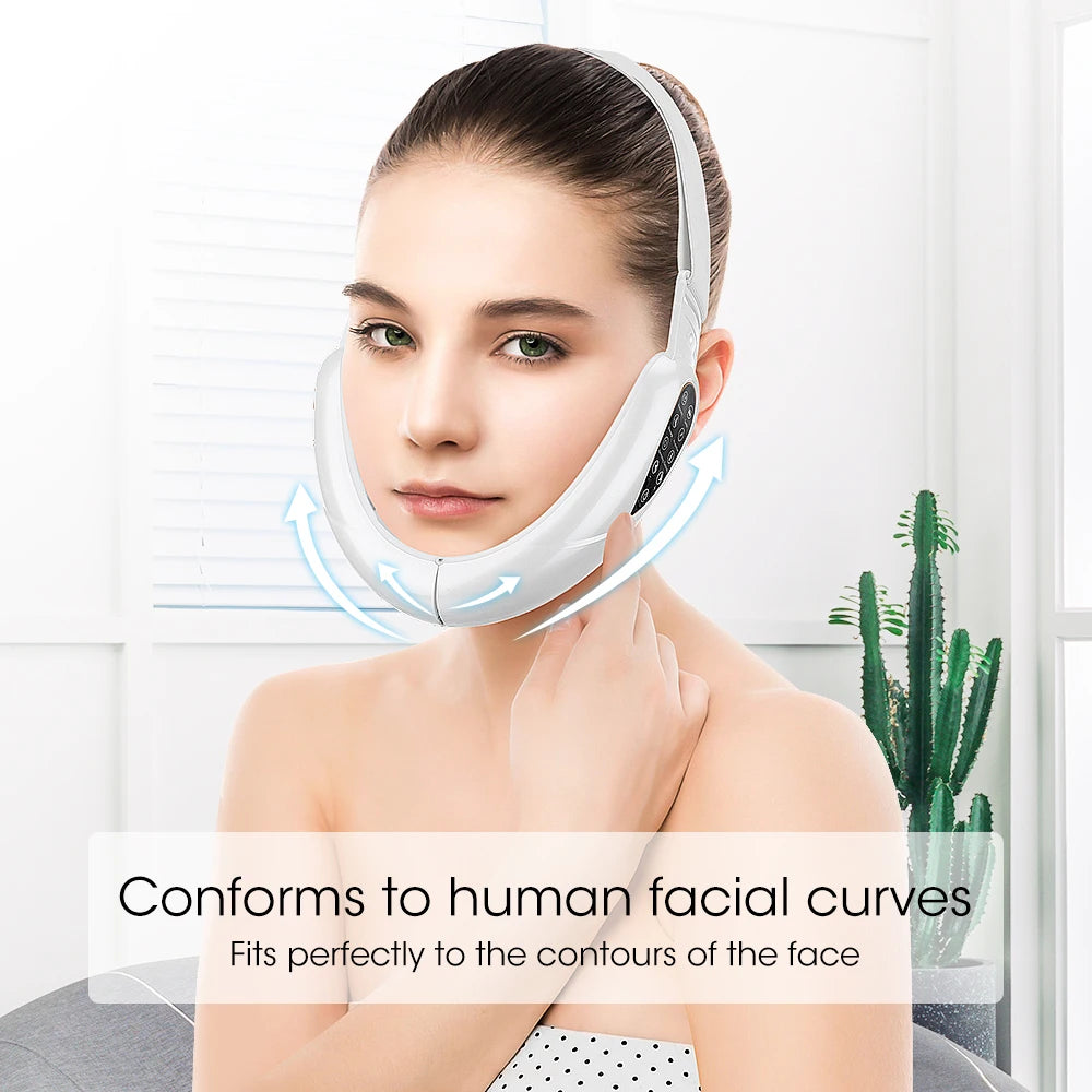 Appareil de vibration de masseur de levage en V pour le visage avec thérapie photonique LED dissolvant de double menton Machine de ceinture de levage de joue en forme de visage en V